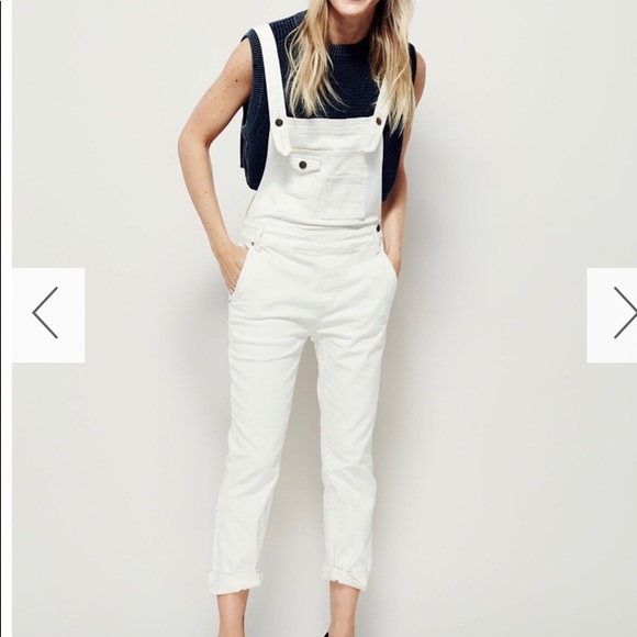 white skinny overalls